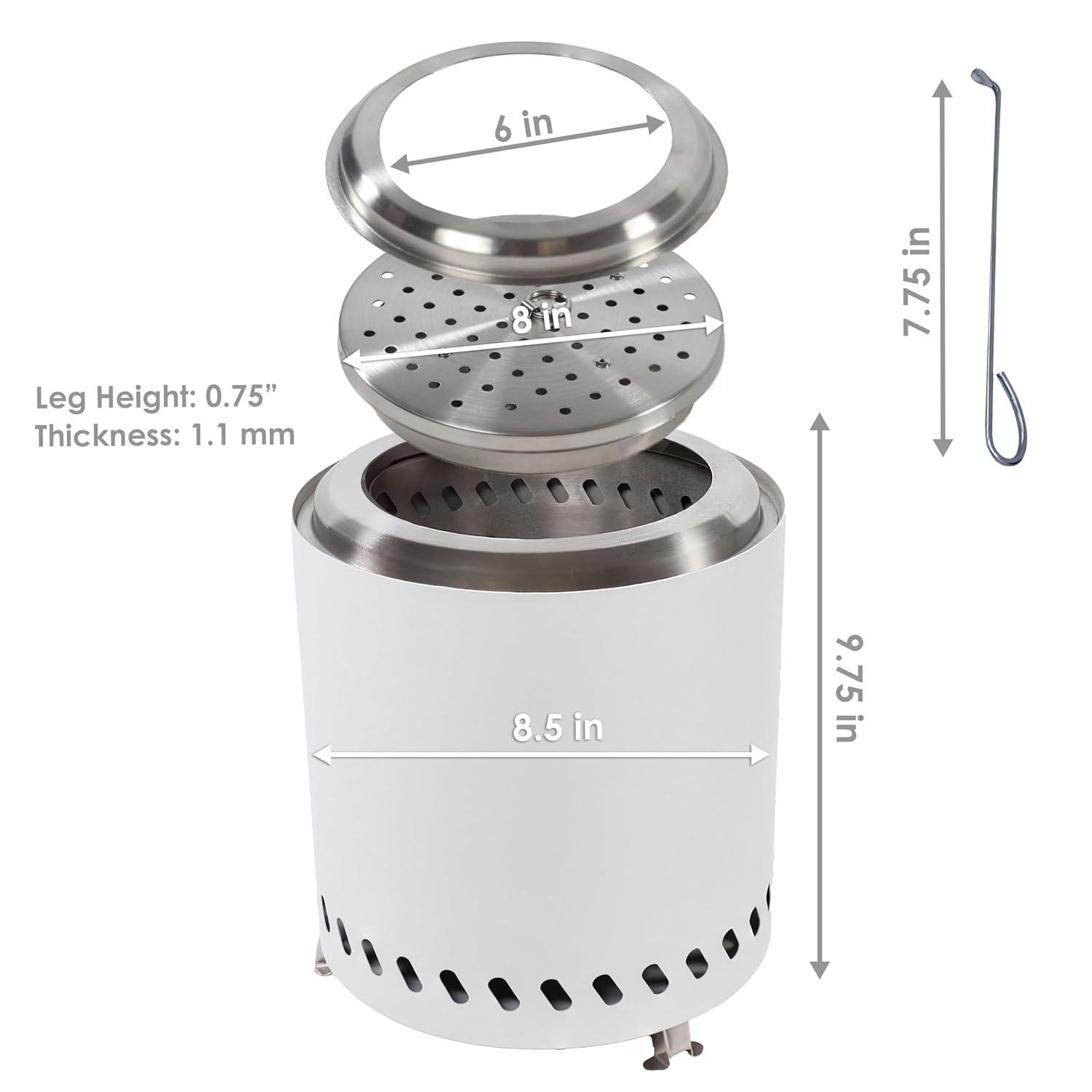 Sunnydaze 9.5" Round Wood-Burning Silver Finish Stainless Steel Tabletop Smokeless Fire Pit