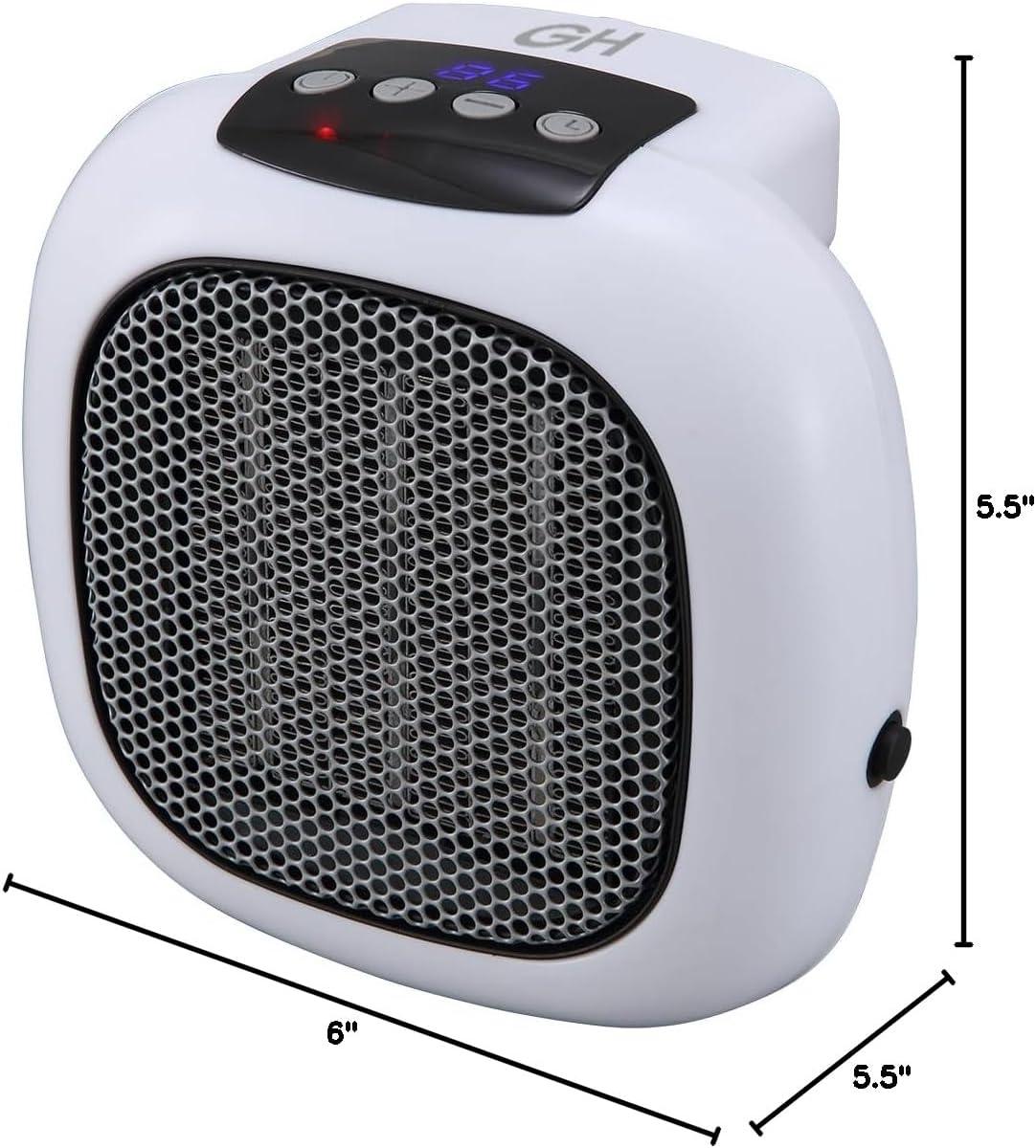 Digital Ceramic 750-Watt Wall Outlet Plug-in Space Heater by Good Housekeeping (White)