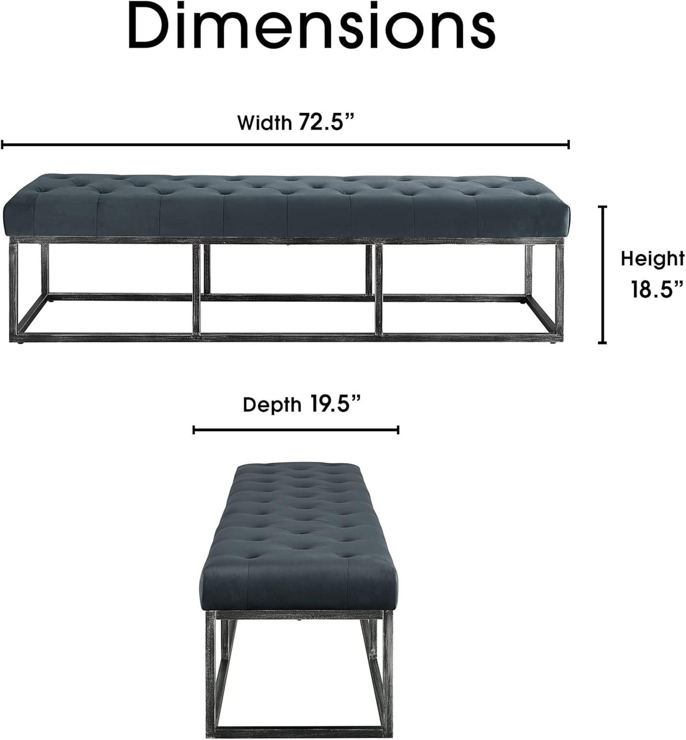 Danes Claire Tufted Bench with Iron Legs, Modern 72.5" Bench for Bedroom or Living Room