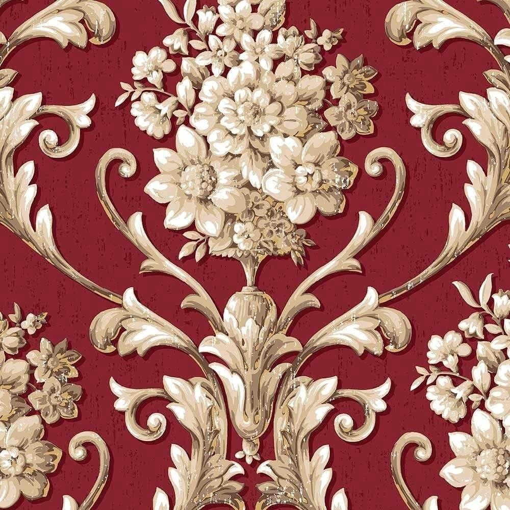 Patton Wallcovering Floral Damask Wallpaper