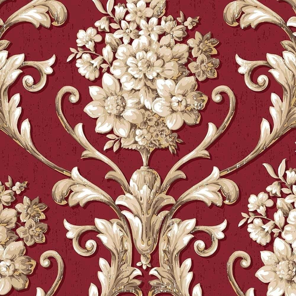 Patton Wallcovering Floral Damask Wallpaper