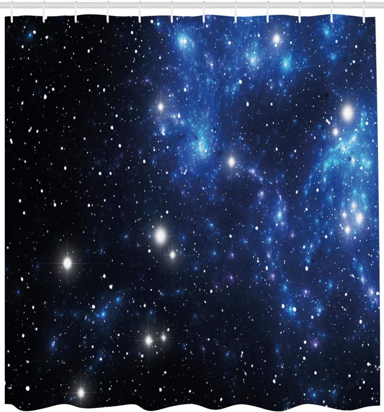 Ambesonne Constellation Shower Curtain, Space Star Nebula, 69"Wx84"L, Blue Black White