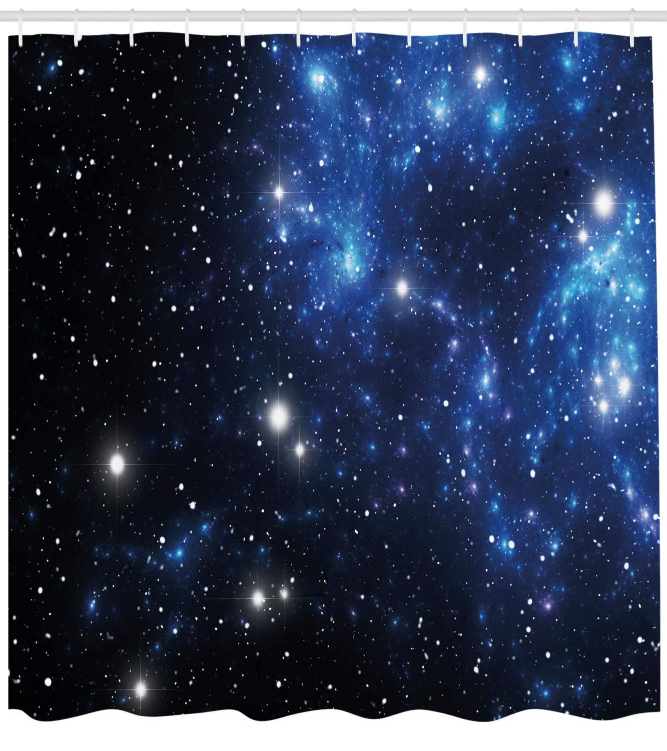 Ambesonne Constellation Shower Curtain, Space Star Nebula, 69"Wx84"L, Blue Black White