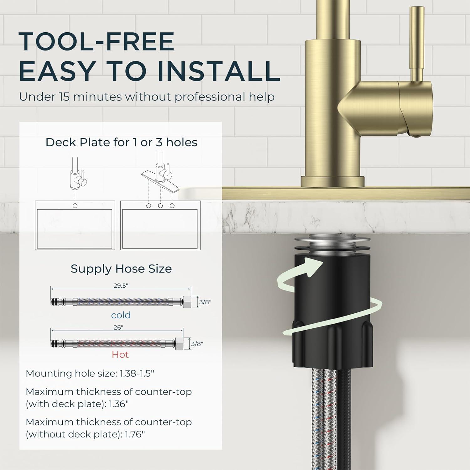 GAGALIFE Single Handle Pull Down Sprayer Kitchen Faucet High Arc Stainless Steel Faucet with 3-Function Sprayer JJL-CL-PT-SDP-G