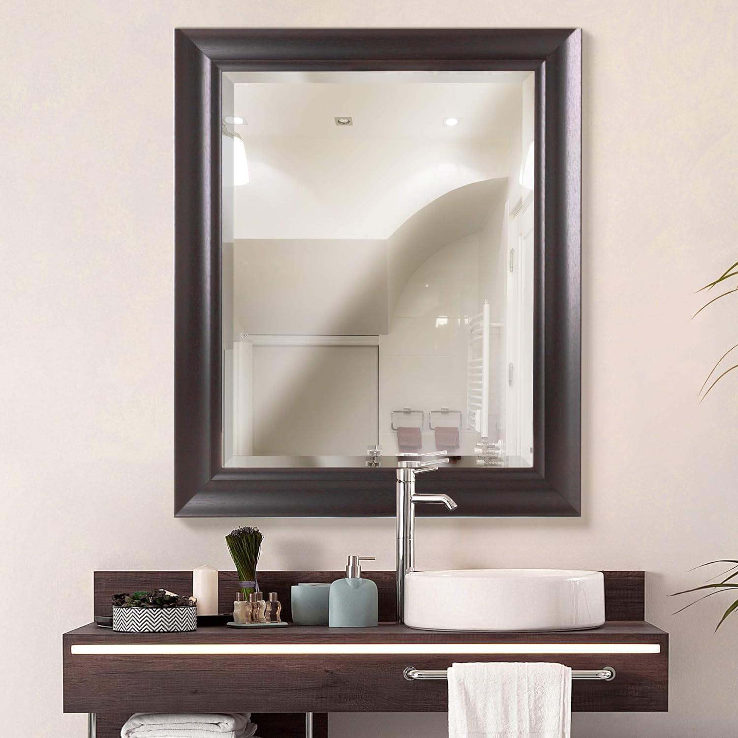 Head West Espresso PS Rectangular Framed Beveled Accent Wall Vanity Mirror - 28.5" x 34.5"