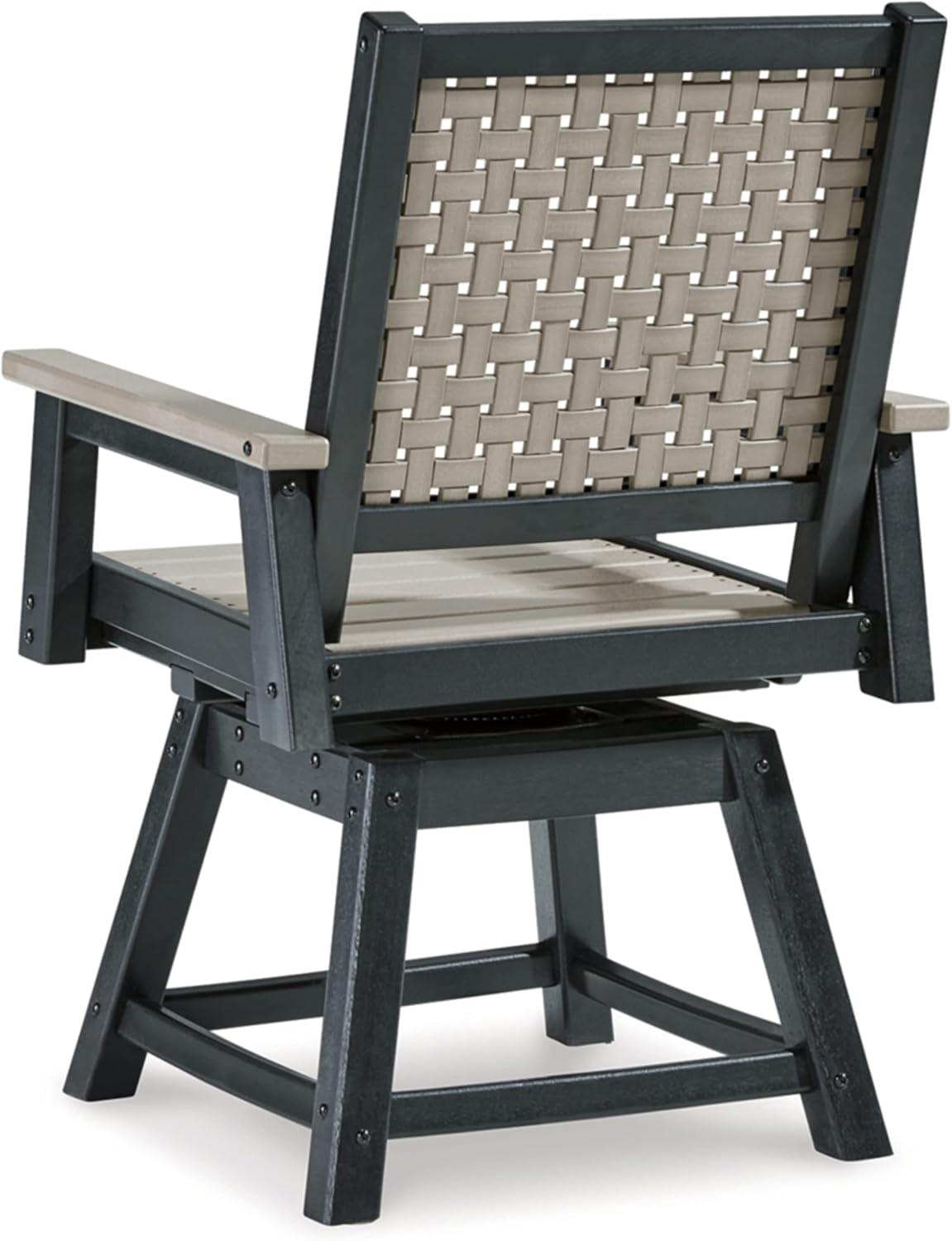 Signature Design by Ashley Mount Valley Outdoor Swivel Chair (Set of 2), Driftwood/Black