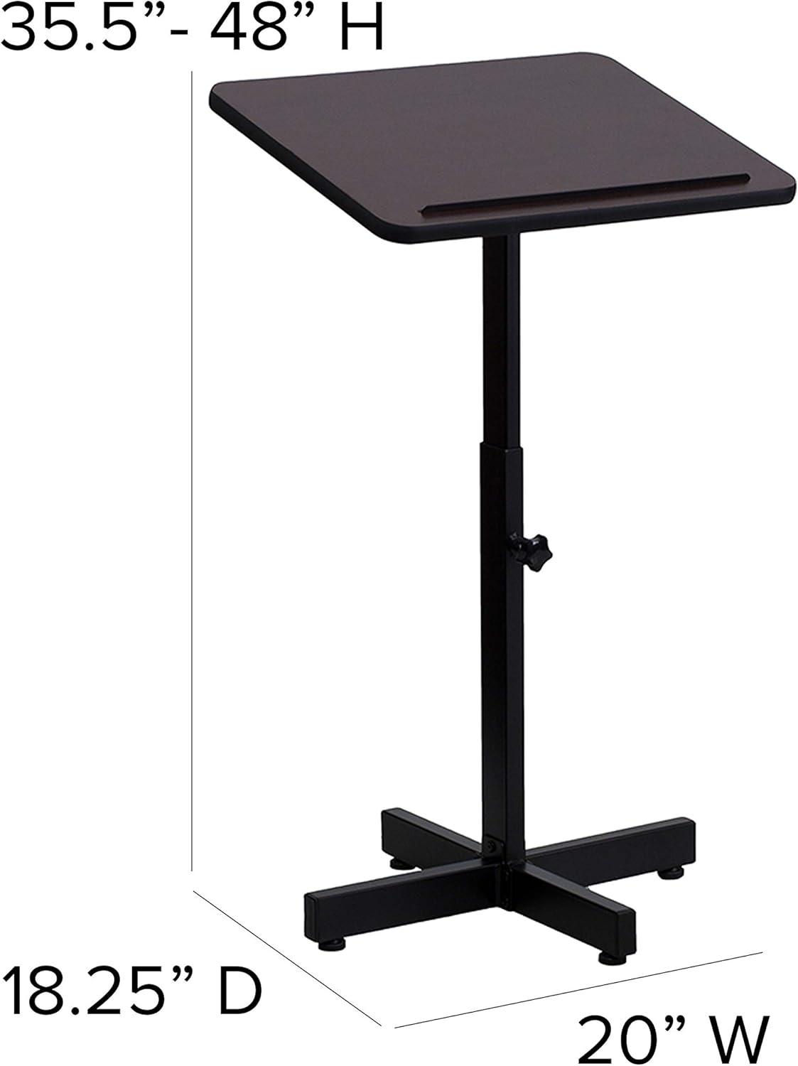 Collette Adjustable Height Slanted Top Metal Lectern in Mahogany