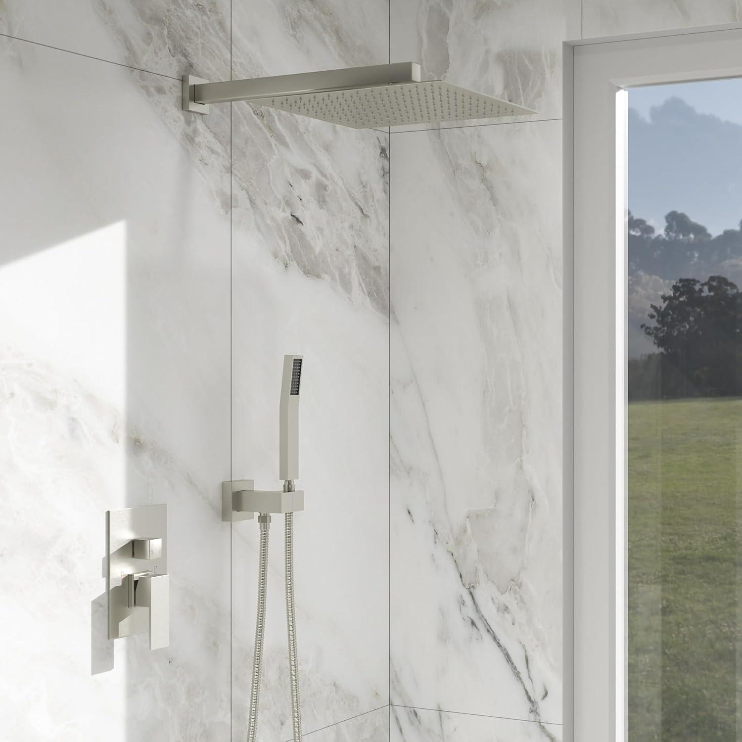Lordear 10 Inches Luxury Wall Mounted Rainfall Shower Head System