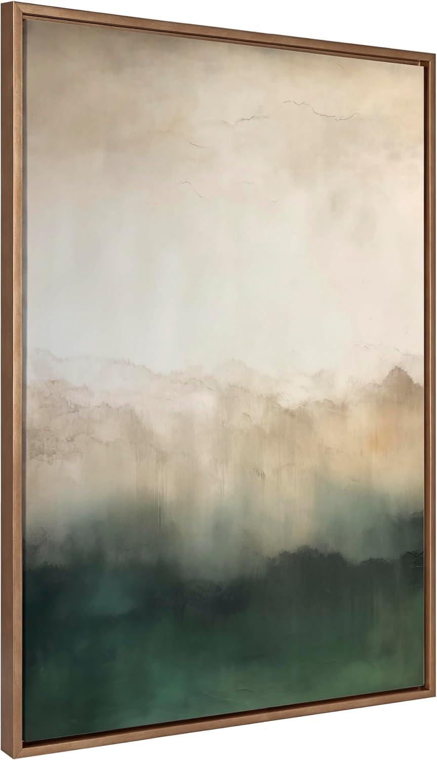 Kate & Laurel All Things Decor 31.5"x41.5" Sylvie Green Mountain Abstract II Framed Canvas by Amy Lighthall Gold