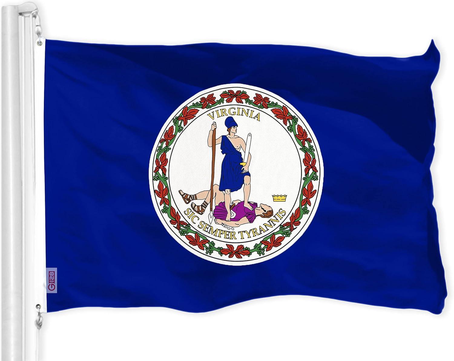 G128 Virginia State Flag | 3x5 feet | Printed 150D – Indoor/Outdoor, Vibrant Colors, Brass Grommets, Quality Polyester, Much Thicker More Durable Than 100D 75D Polyester