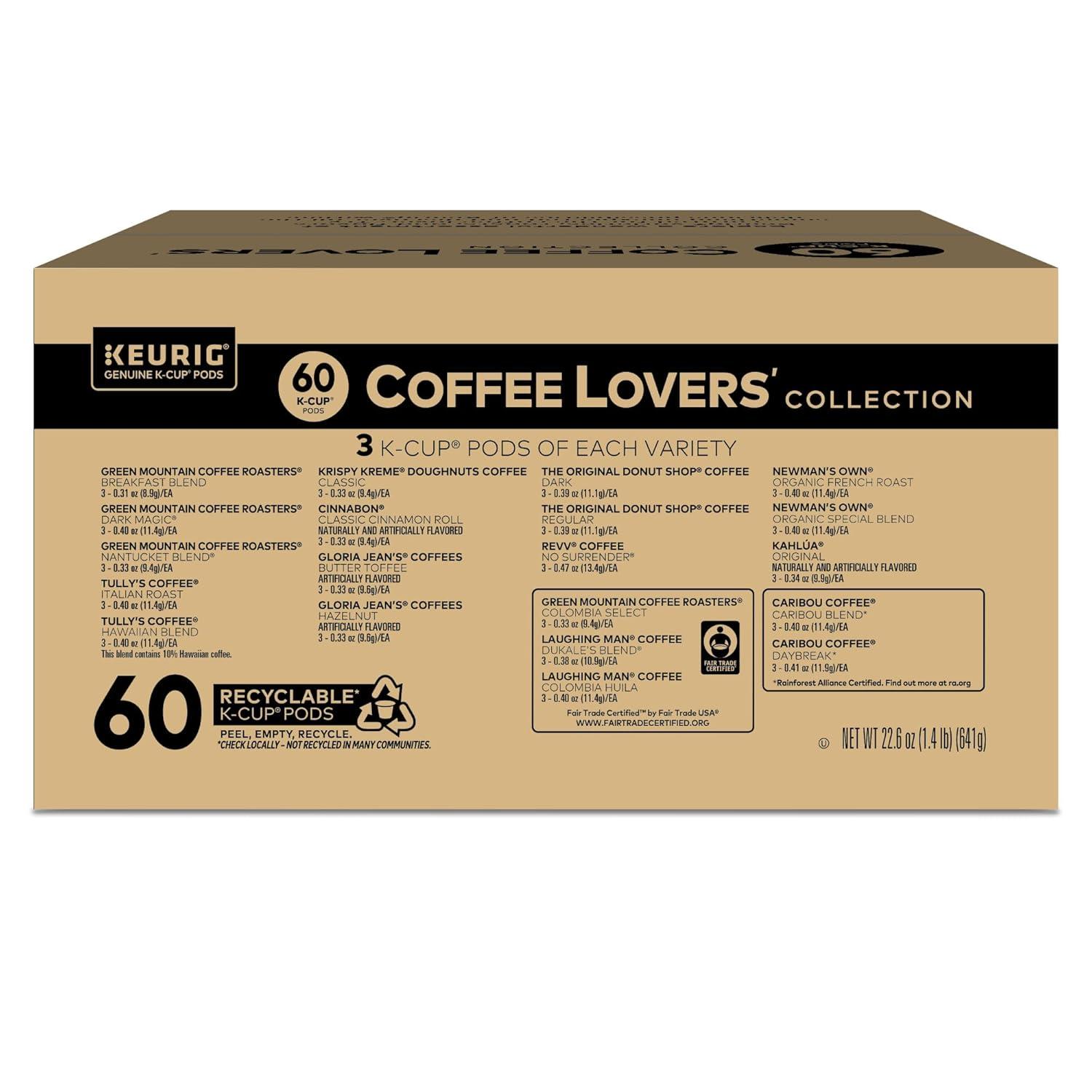 Keurig Coffee Lovers Collection .. .. Variety Pack, Single-Serve .. Coffee .. K-Cup Pods .. Sampler, 60 .. Count ..