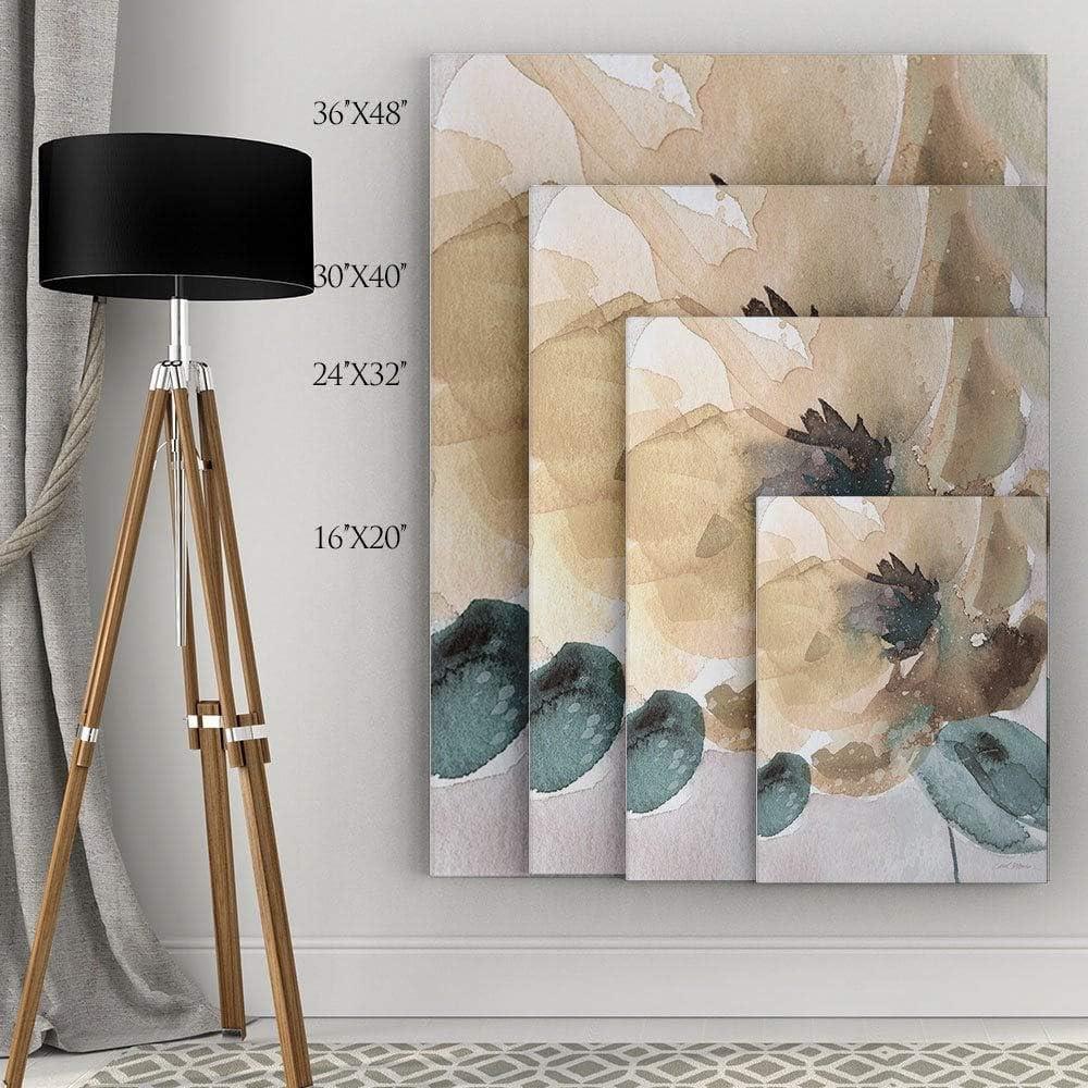 Poppy II Beige and Green Canvas Wall Art