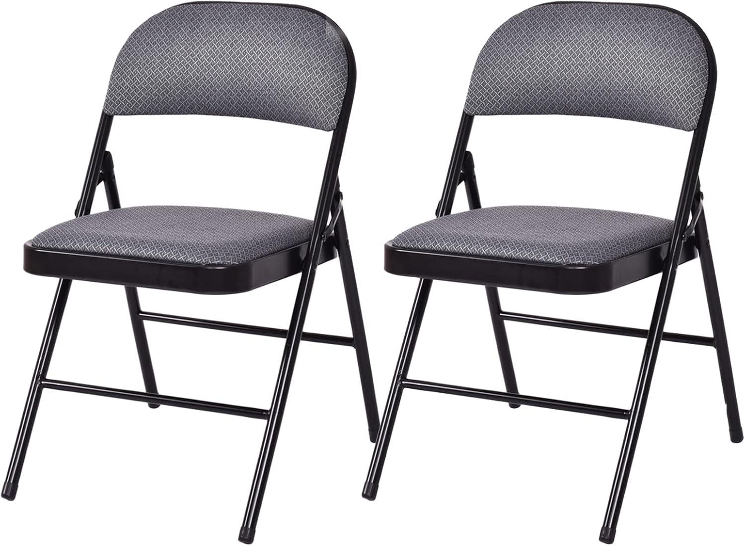 4-Pack Folding Chairs, Fabric Dining Chair Set with Metal Frame, Padded Seat and Back, Non-Slip Foot Pads, Foldable Event Chairs, Party Chair Set for Home Office, Guest Room, Conference Room