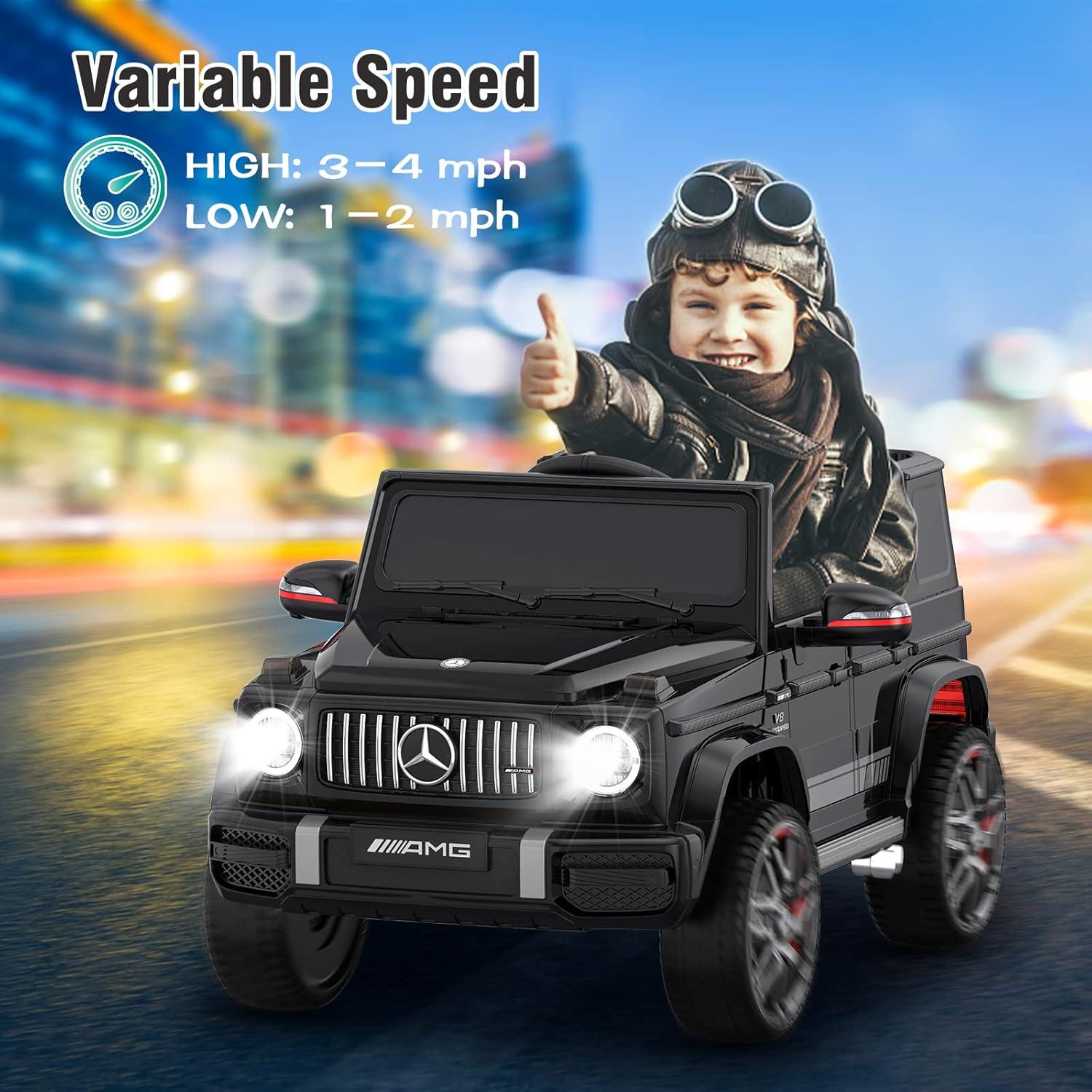 Black 24V Mercedes-Benz G63 Kids Ride-On Car with Remote Control