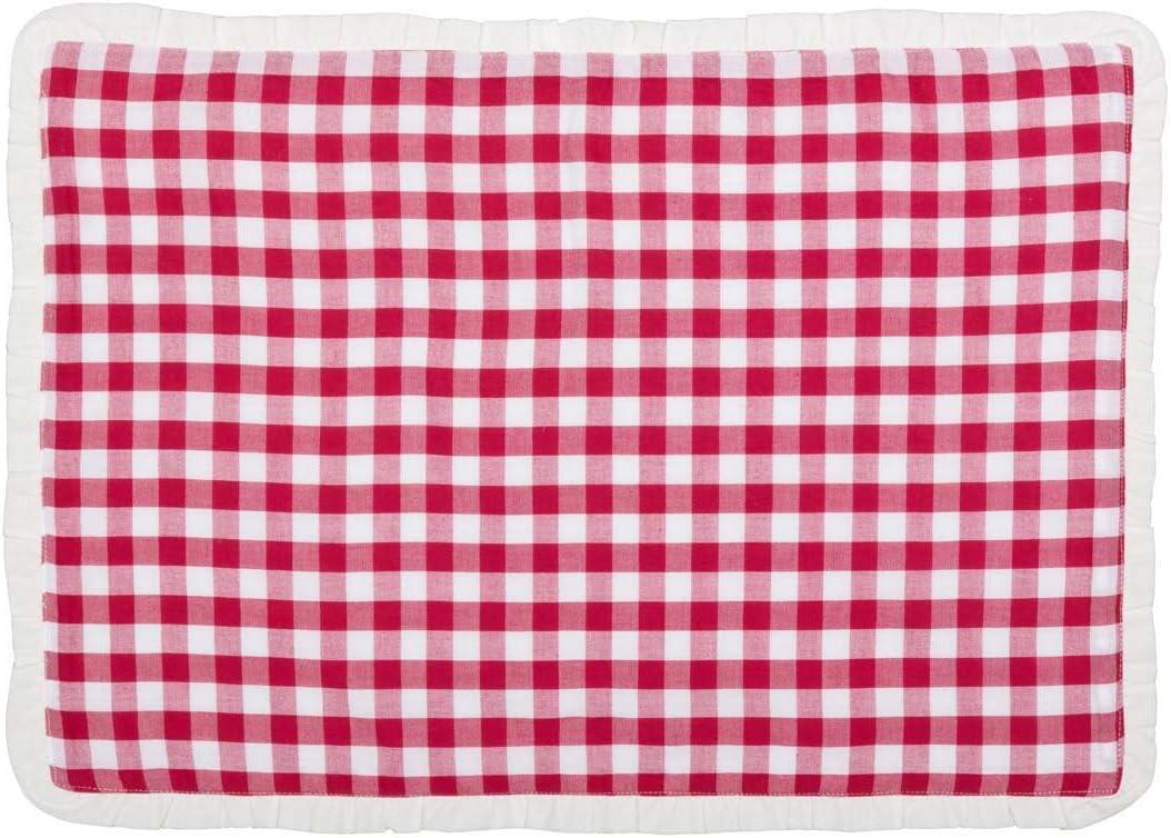 Ashton & Willow Holly Berry Red Seasonal Decor Emmie Cotton Check Rectangle Placemat Set of 6