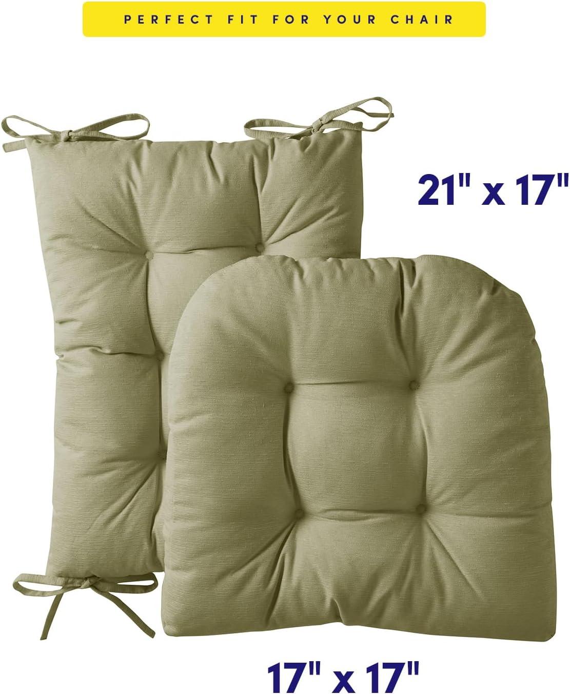 Rocking Chair Cushion 2 Piece Tufted Non Slip Set of Upper and Lower Cushions, Sage