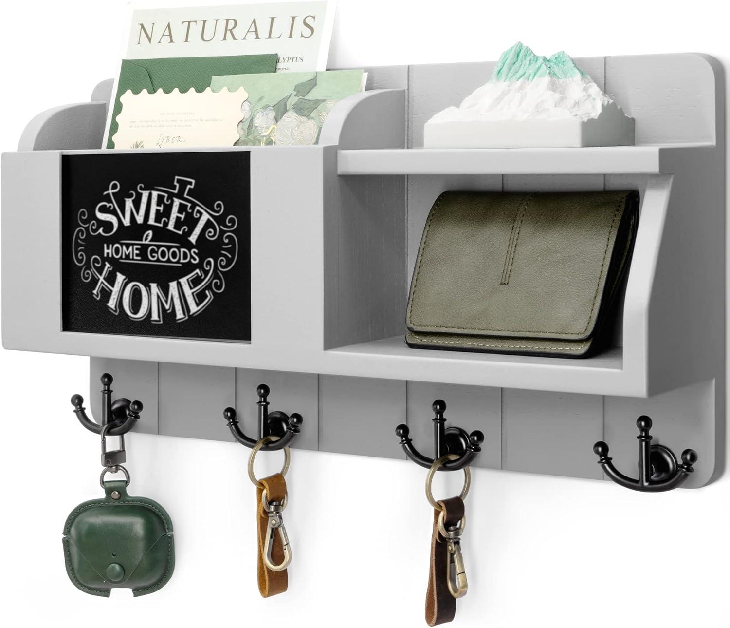 RIZPET Key Holder And Mail Organizer Wall Mount With Shelf - Modern Home Decor For Entryway