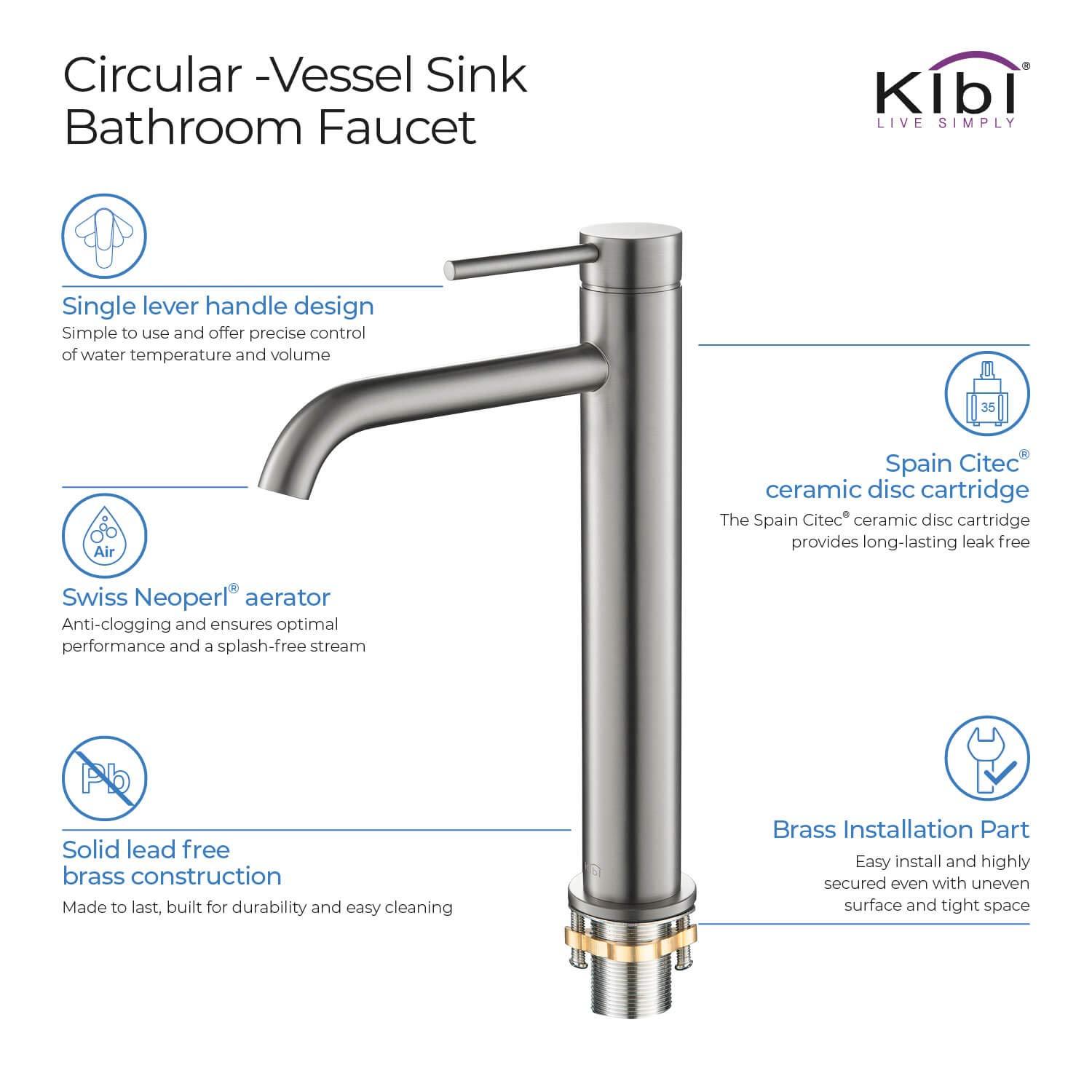 Circular Vessel Sink Faucet Single-handle Bathroom Faucet