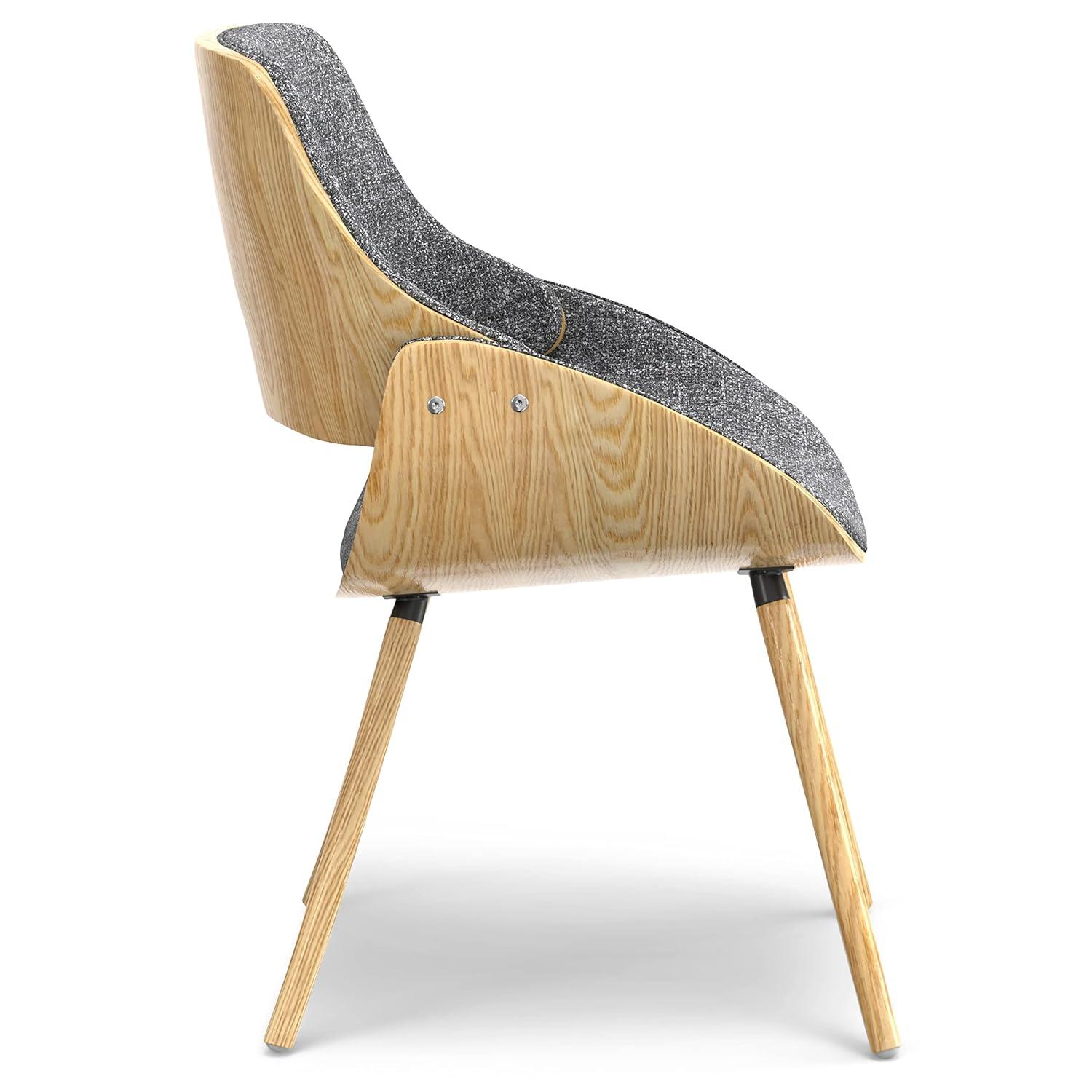 Simpli Home Malden Upholstered Dining Chair with Ergonomic Solid Wood Frame and Mid-Century Modern Style