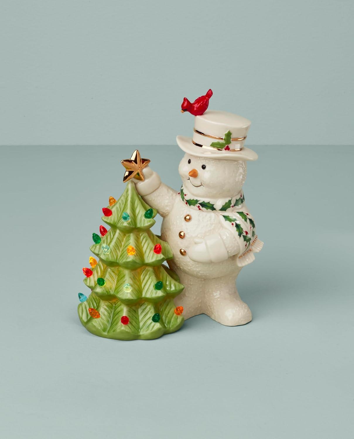 LENOX HOLIDAY Happy Holly Days Snowman Lit Figurine