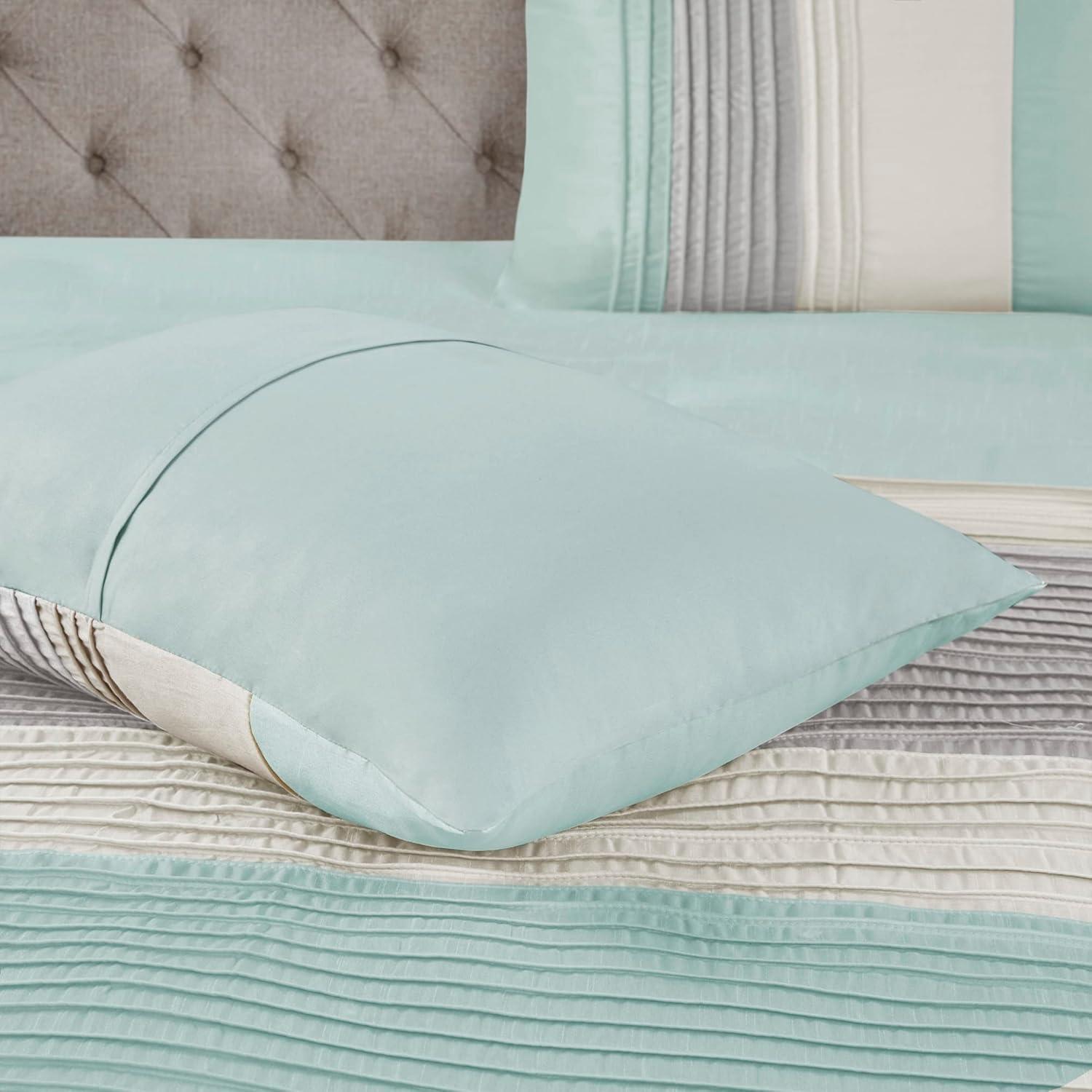 Madison Park Amherst 7 Piece Striped and Pleated Comforter Set
