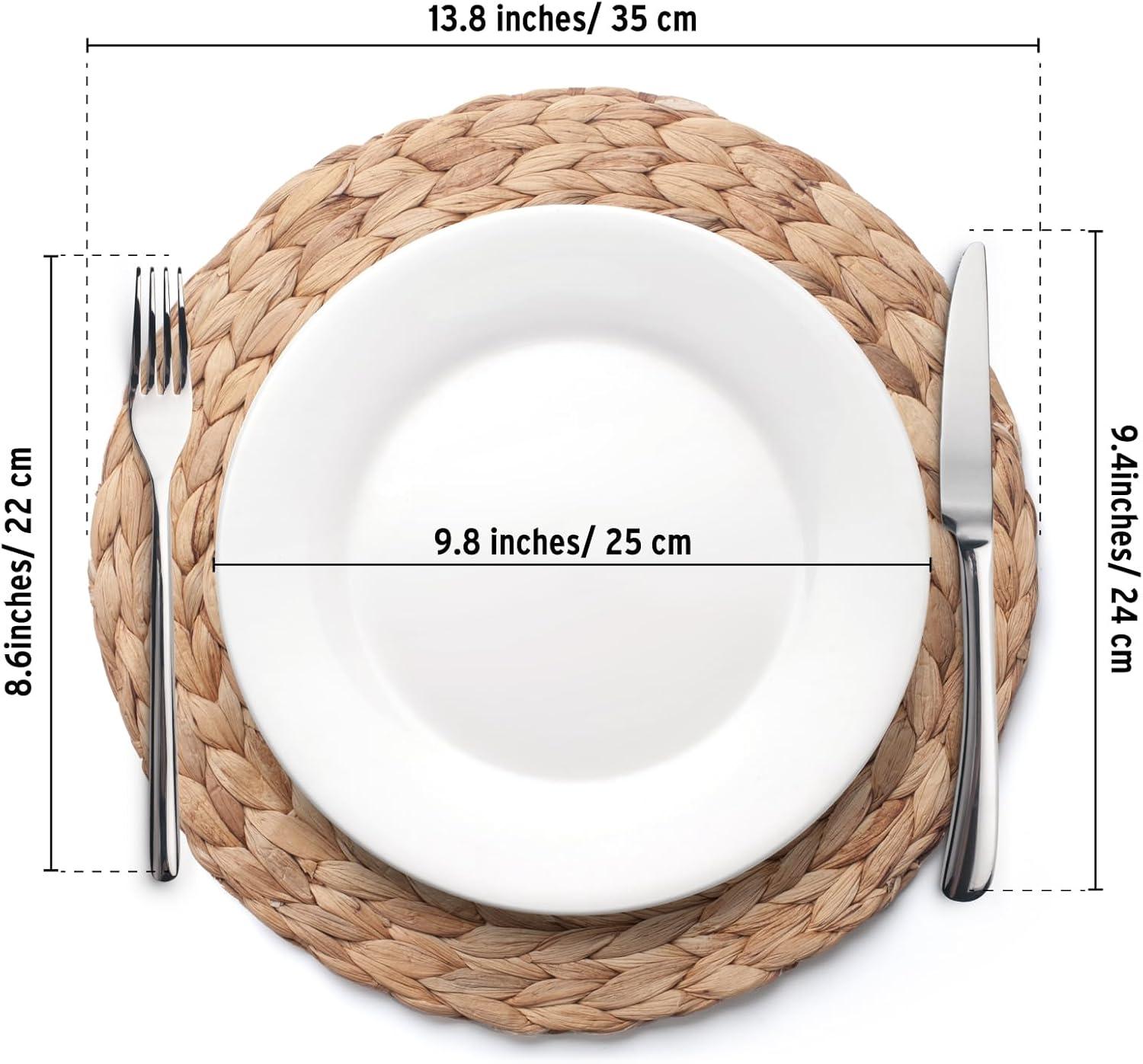 Set of 6 Natural Water Hyacinth Woven Placemats