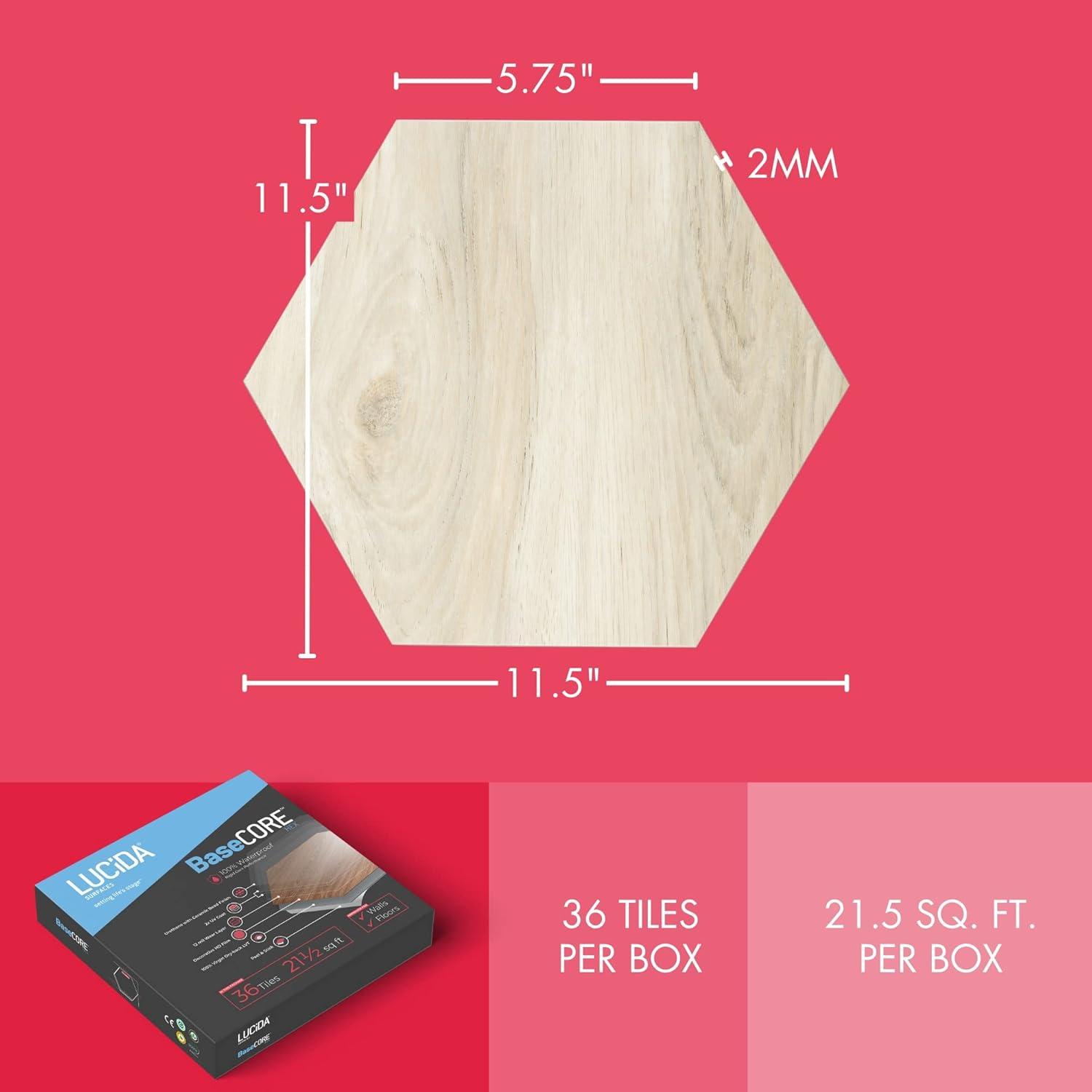 BaseCore Hex Pistachio 12 MIL x 5.75 in. W Waterproof Peel and Stick Vinyl Plank Flooring (21.5sqft/case)