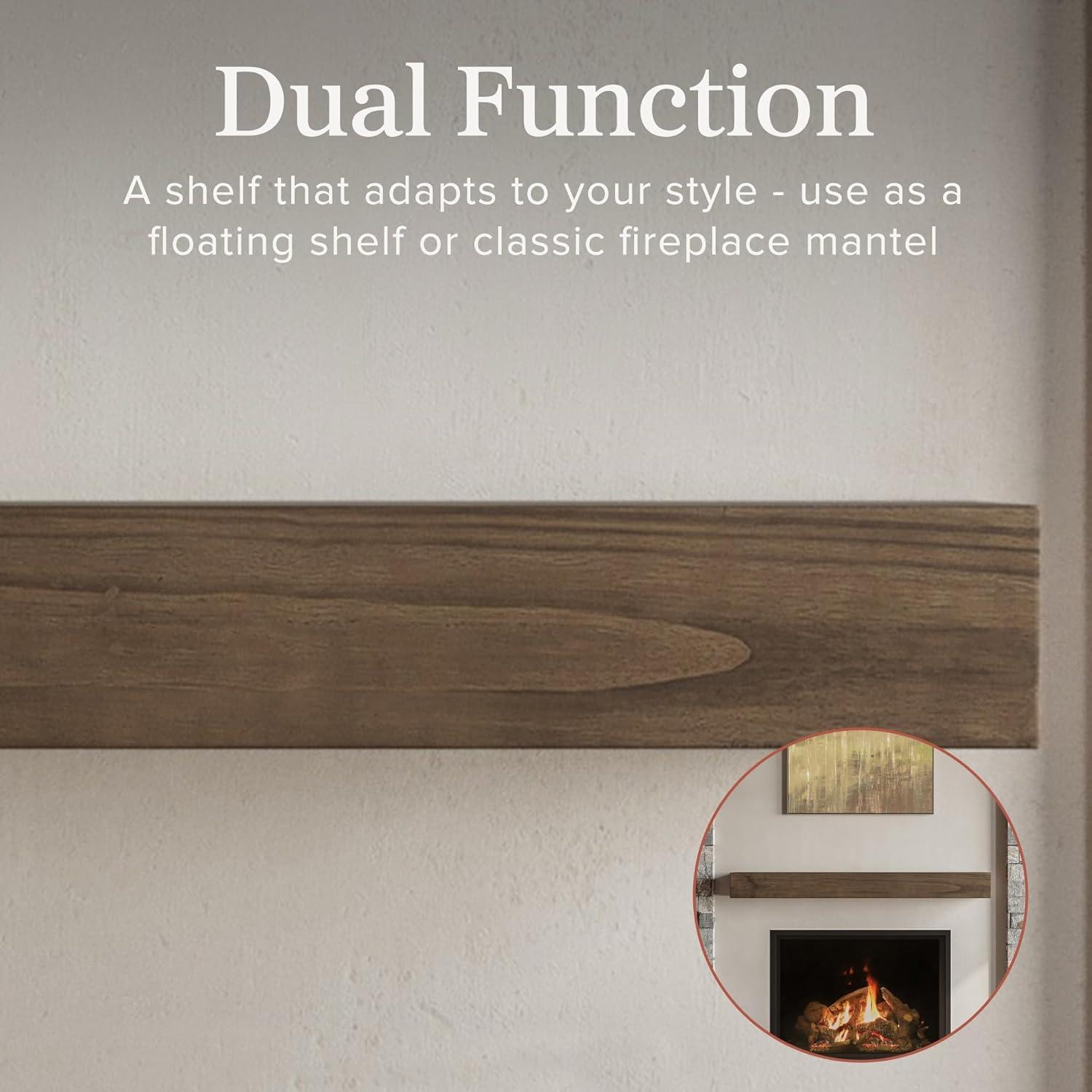 Mantels Direct Dakota 60 Inch Pine Wood Fireplace Mantel Shelf - Mocha