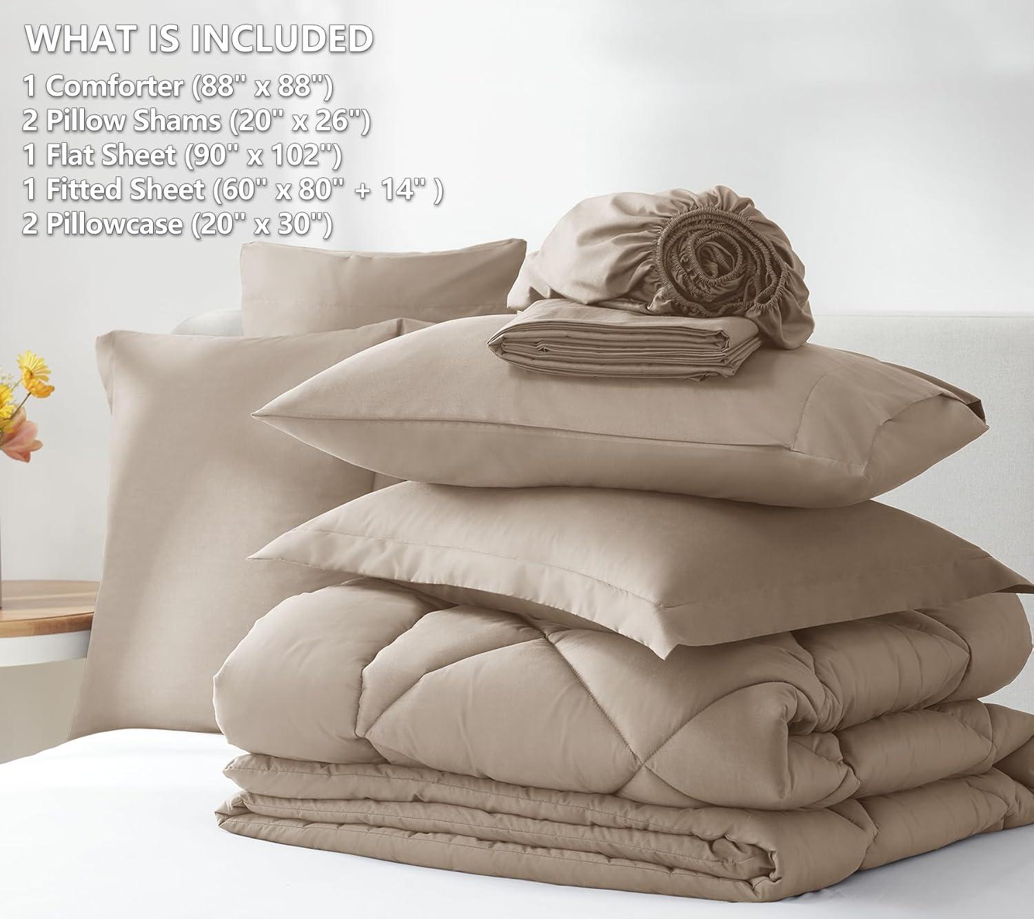 Khaki Queen Down Alternative Microfiber Bed in a Bag Set