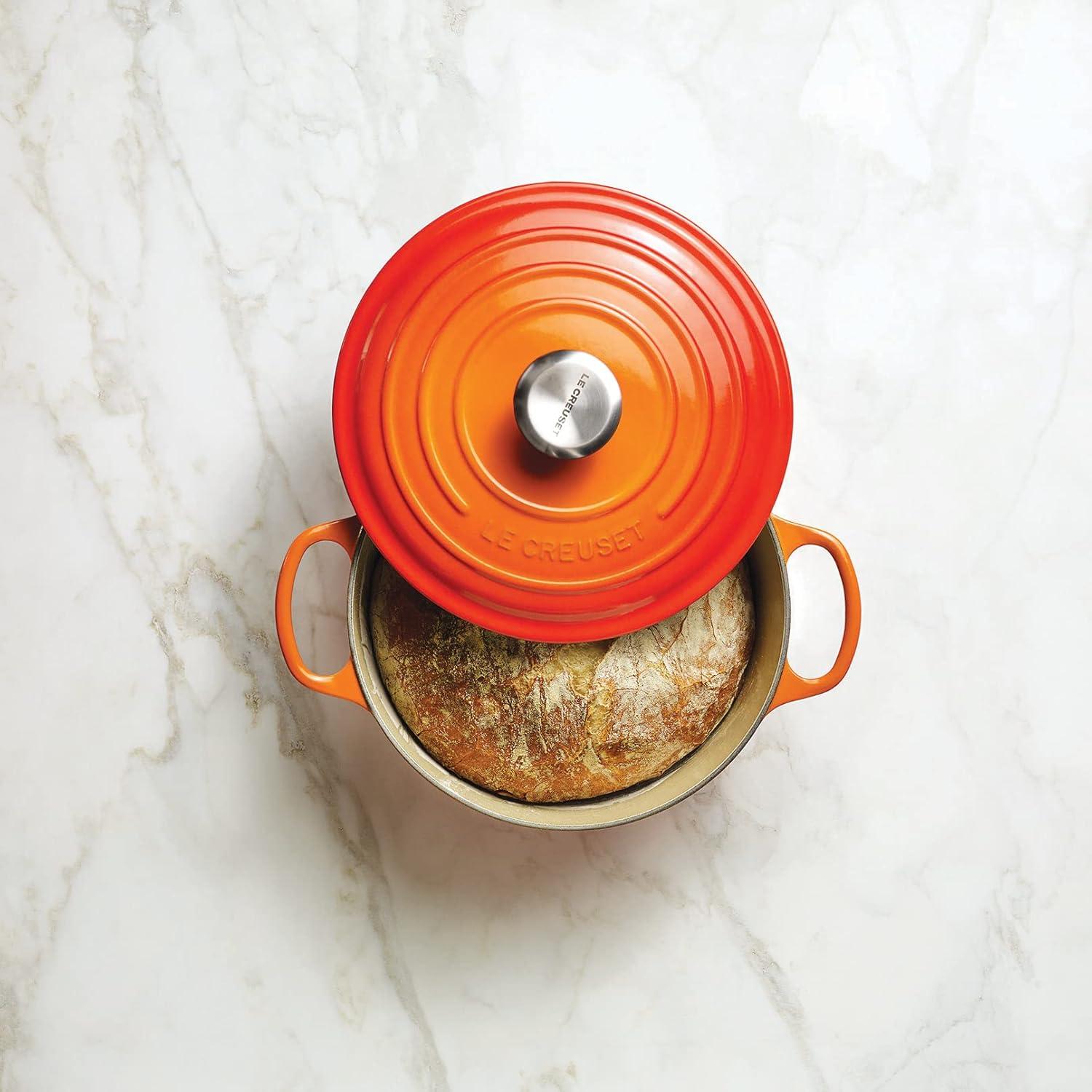 7.25 Qt Enameled Cast Iron Round Dutch Oven in Tangerine