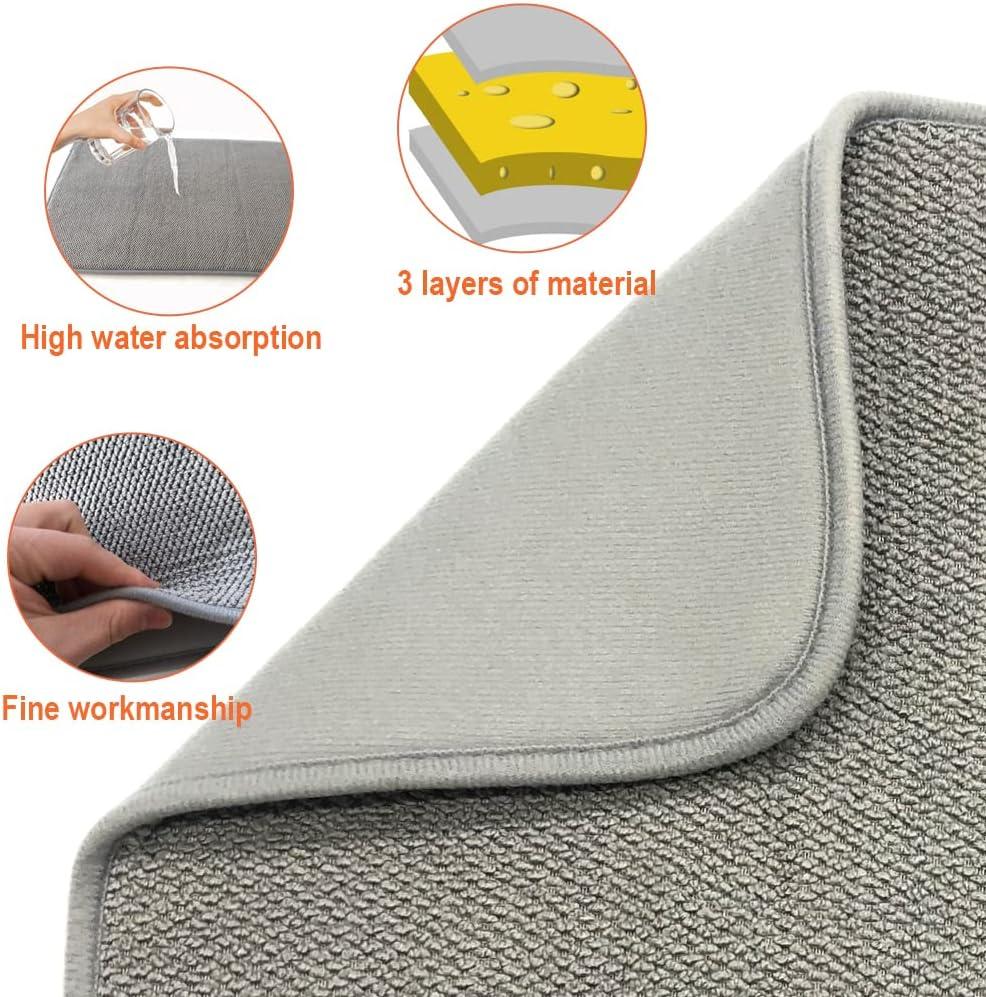 Gray Microfiber Foldable Large Dish Drying Mat Set