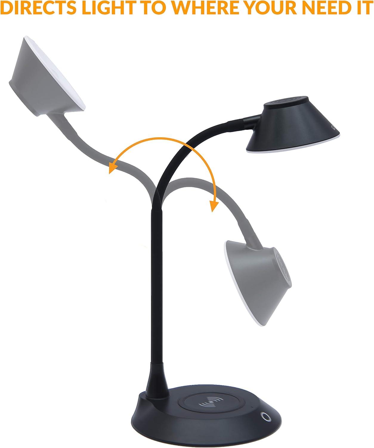 Black Adjustable LED Desk Lamp with Wireless Charger