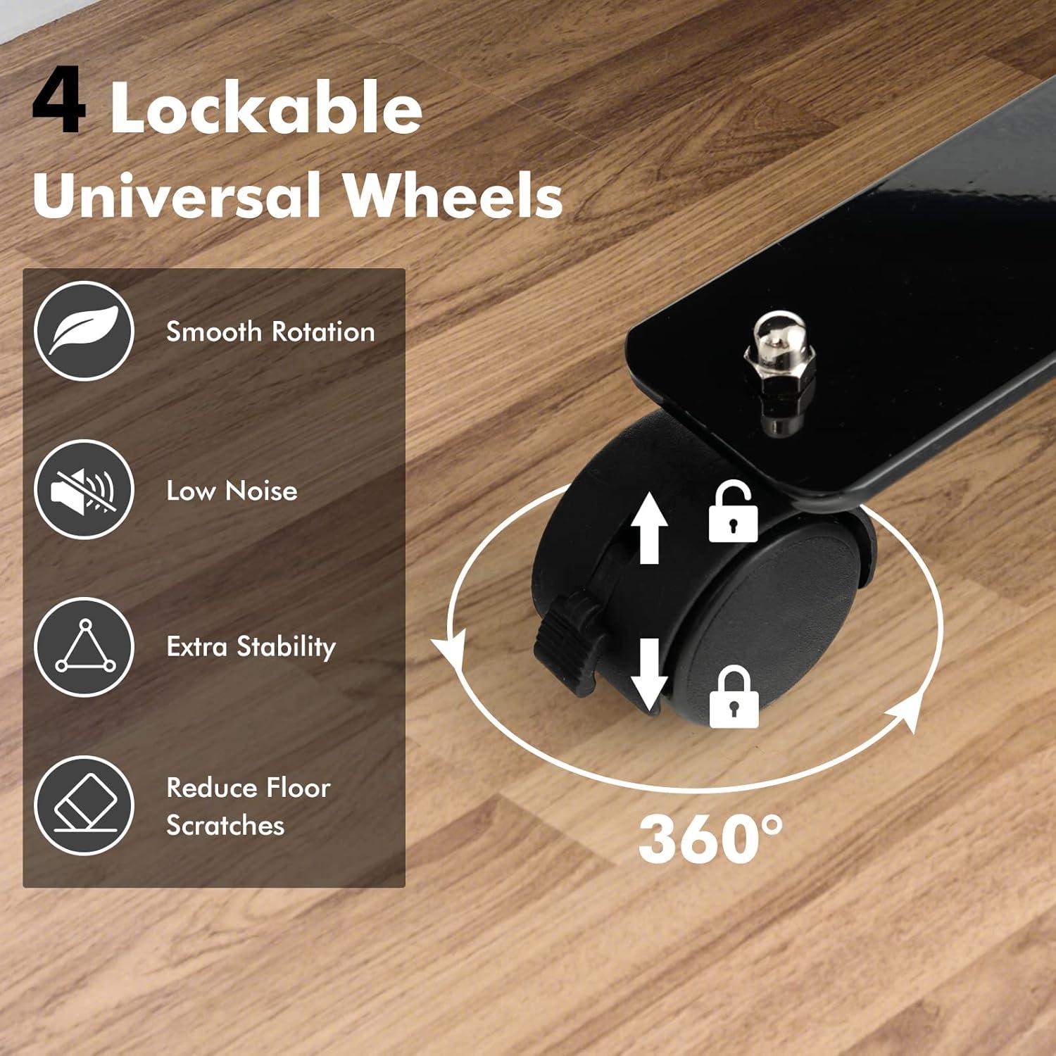 Costway 6-Panel Folding Room Divider 6FT Rolling Privacy Screen with Lockable Wheels Black