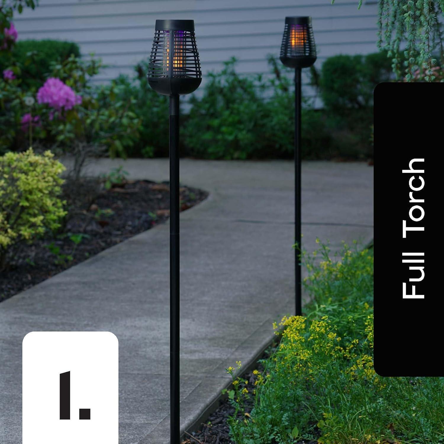PIC Pic Flickering Flame Solar Bug Zapper Insect Killer Torch
