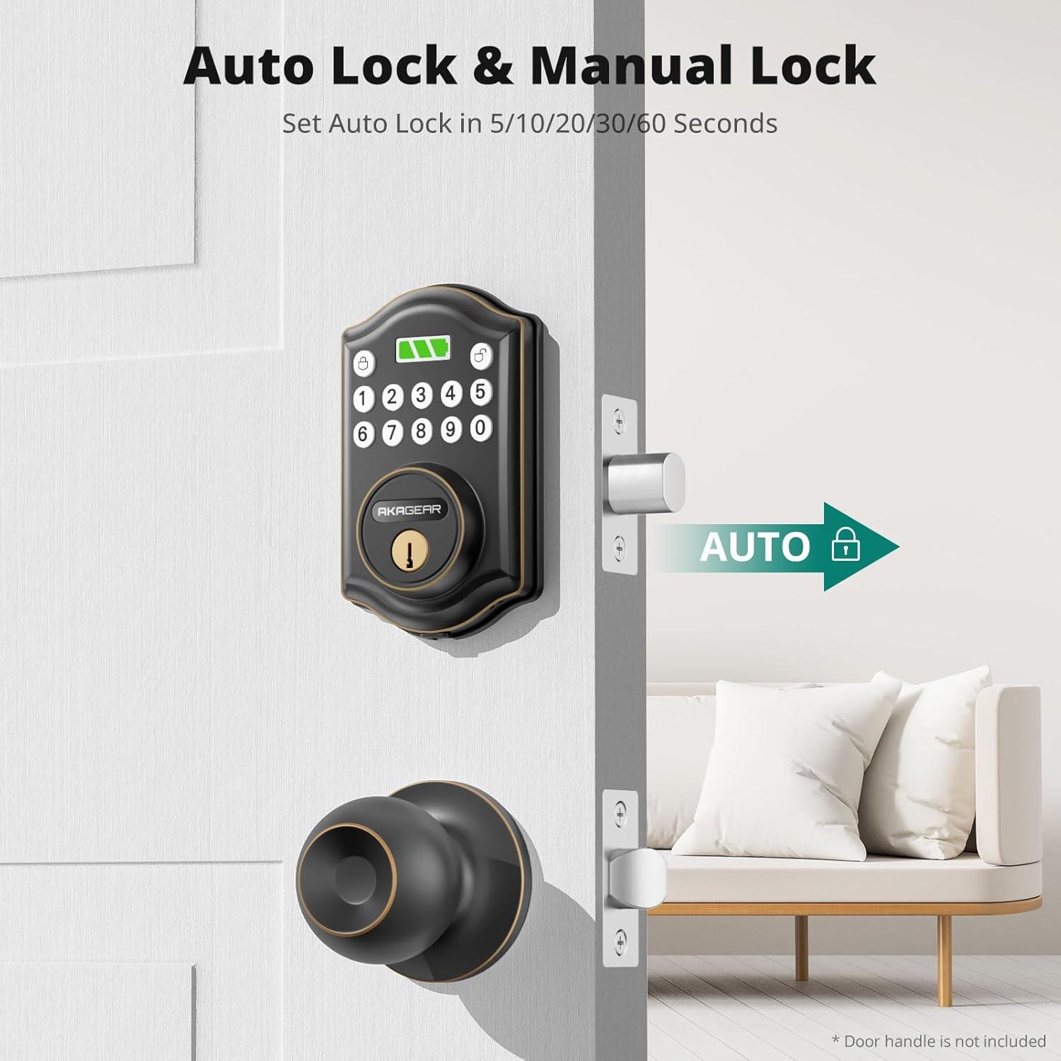 Keyless Entry Door Lock with Keypad - Smart Deadbolt for Front Door with 2 Keys - Auto Lock - Easy Installation - DS10 Mini (Oil Rubbed Bronze)