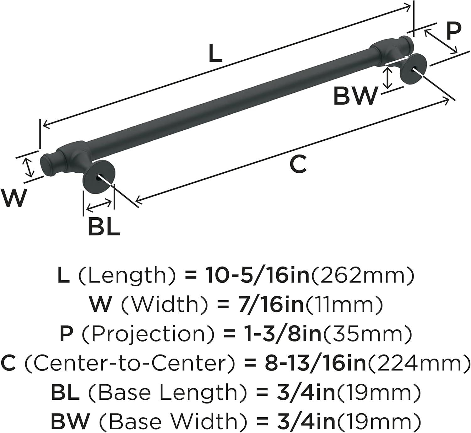 Matte Black Traditional Cabinet Bar Pull with Mounting Hardware