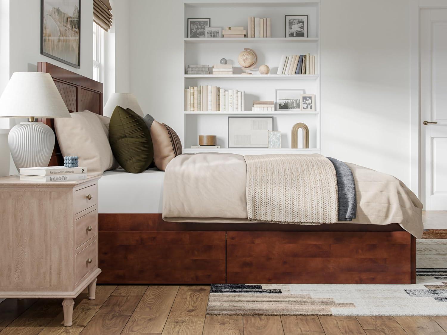 Canyon Walnut Queen Wood Platform Bed with Storage Drawers