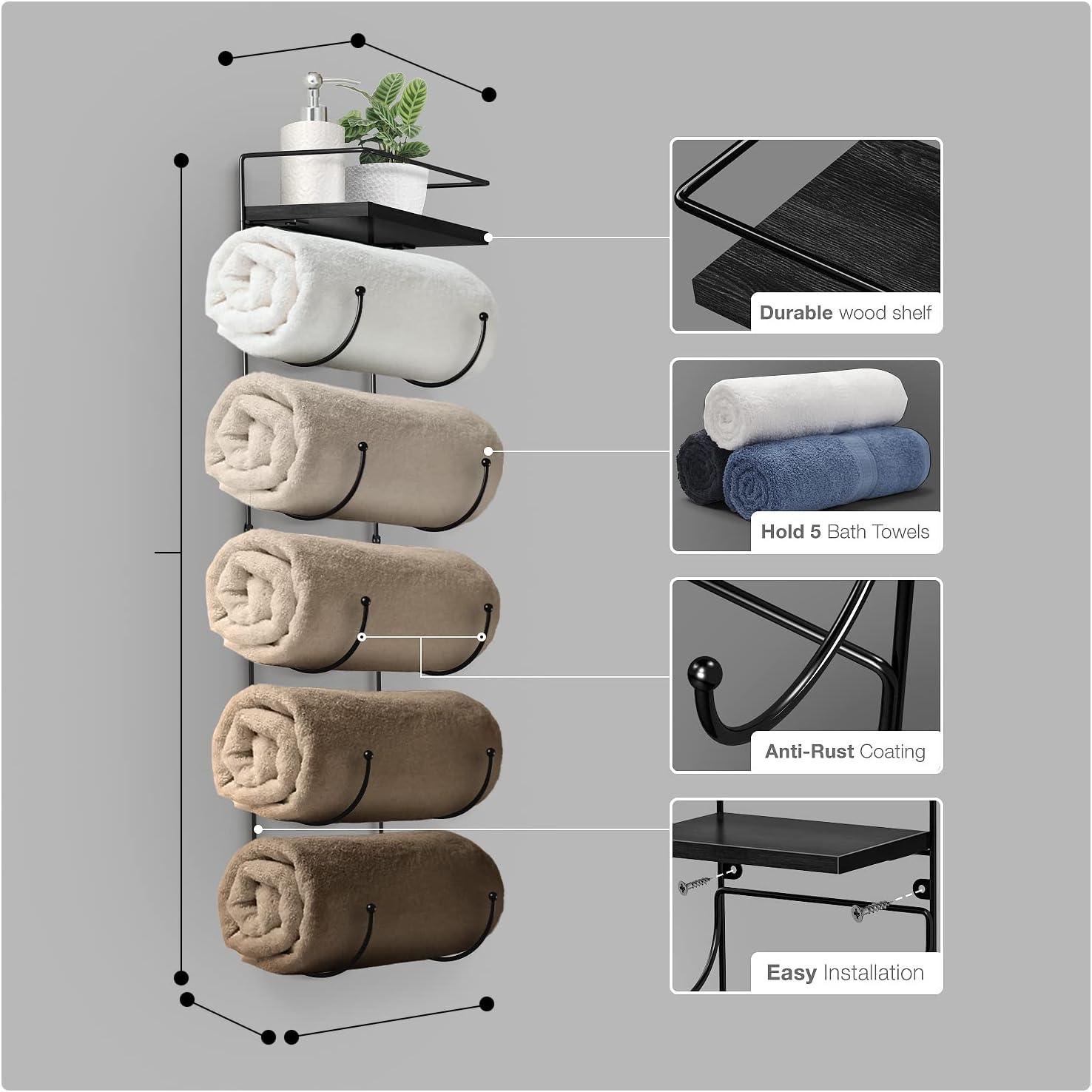 Sorbus 5-Tier Wall Mounted Metal Towel Rack with Shelf