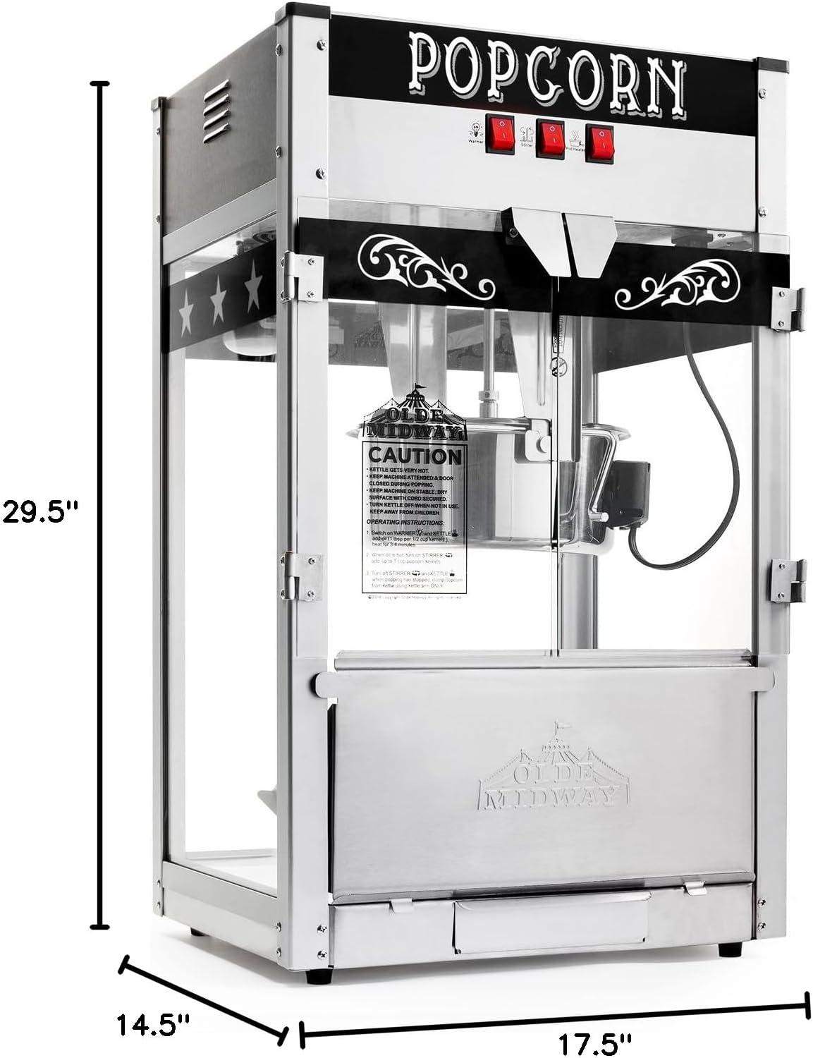 Olde Midway Olde Midway Tabletop Popcorn Machine, Popcorn Machine Stand / Cart
