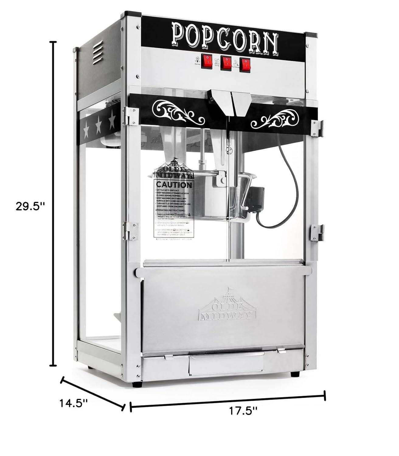 Olde Midway Olde Midway Tabletop Popcorn Machine, Popcorn Machine Stand / Cart