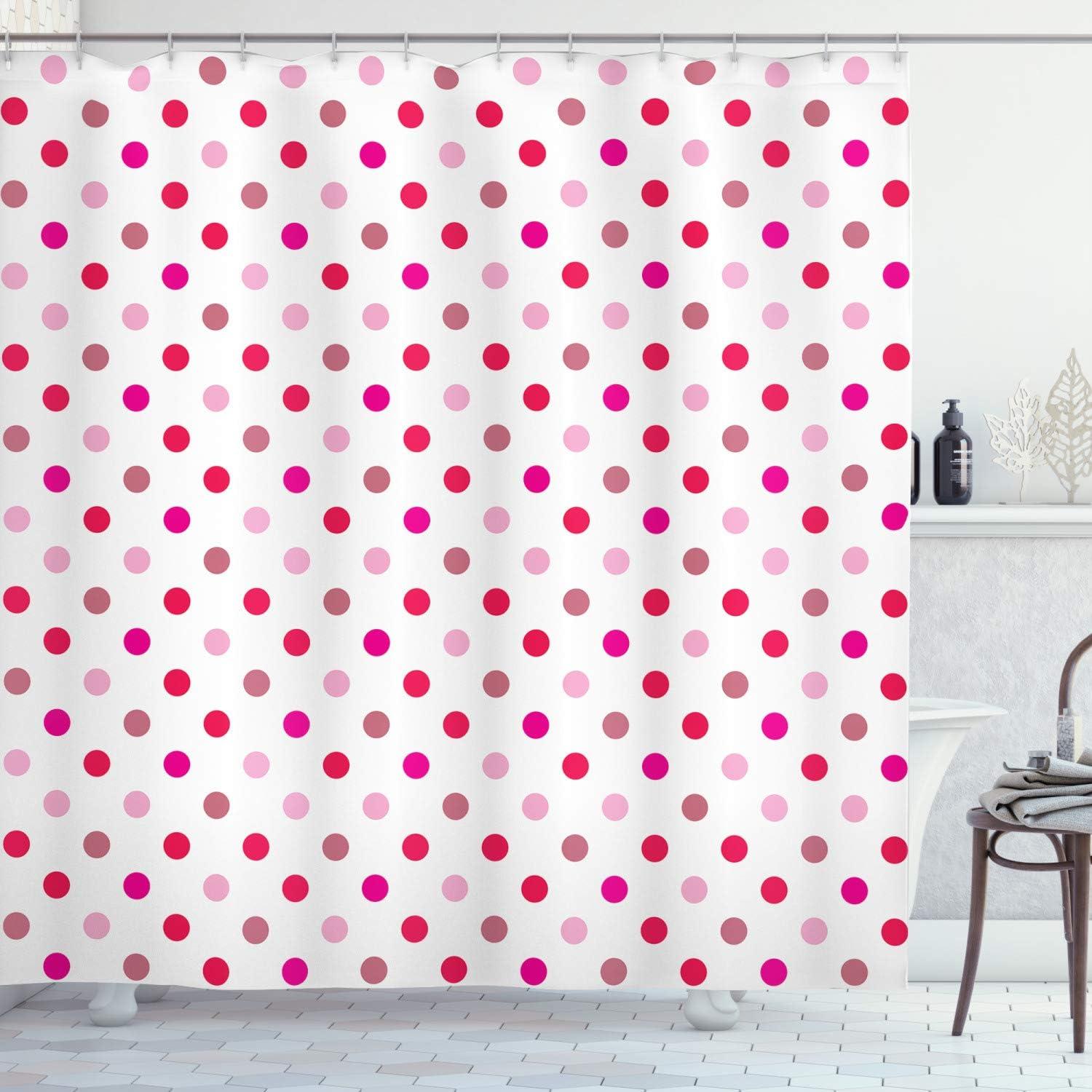 Polka Dots Shower Curtain with Hooks Included