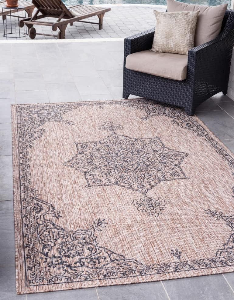 Unique Loom 9' 0 x 12' 2 Rectangle Indoor/Outdoor Traditional Beige Area Rug