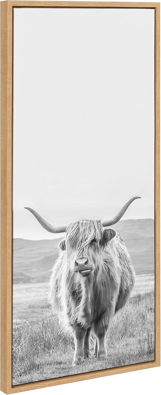 Sylvie Highland Cow Landscape BW Framed Canvas by Creative Bunch - Kate & Laurel All Things Decor