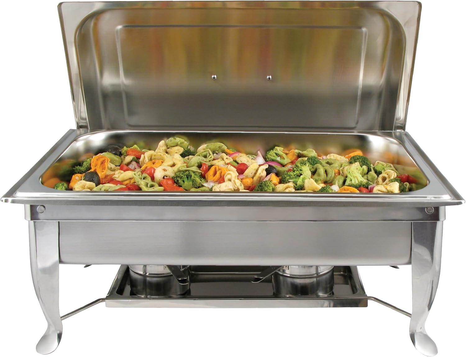Full-Size Silver Stainless Steel Catering Chafer with Plastic Handle