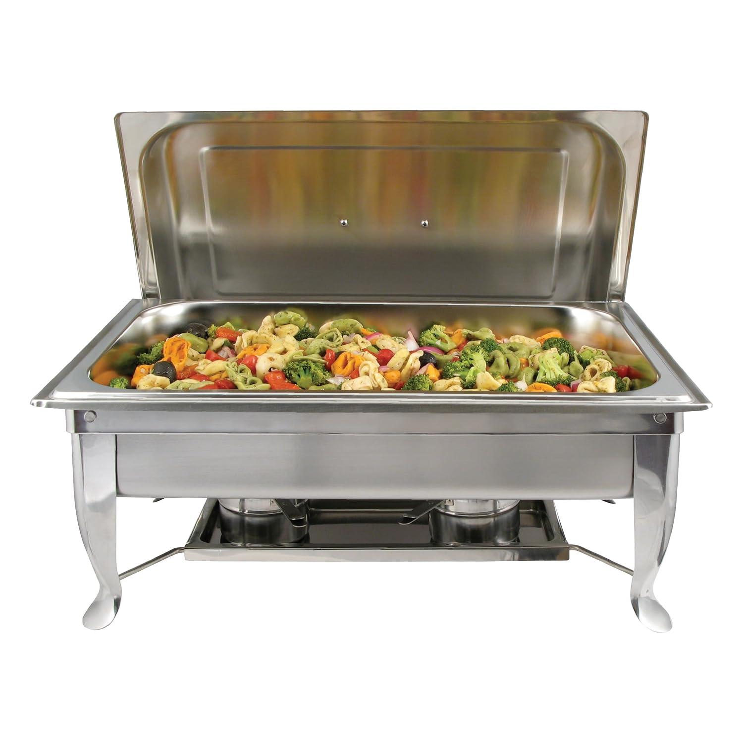 Full-Size Silver Stainless Steel Catering Chafer with Plastic Handle
