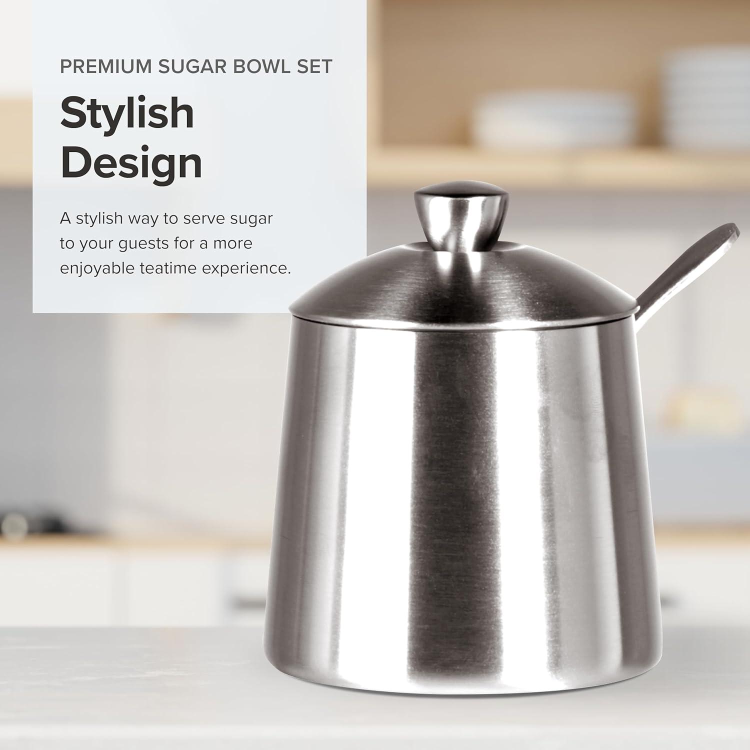 Sugar Bowl w/ Spoon, brushed finish, 10 fl. oz.