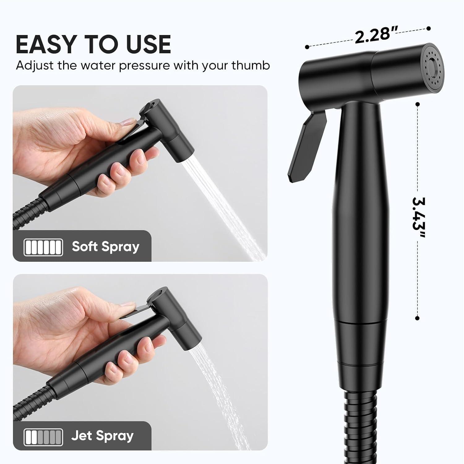 Matte Black Handheld Bidet Sprayer with Adjustable Water Pressure