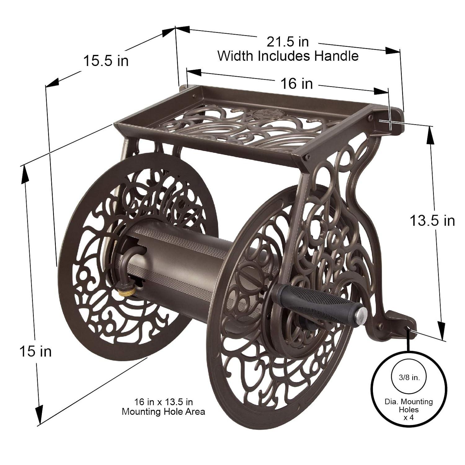 Liberty Garden LBG-704 125' Steel Decorative Garden Hose Wall Mounted Reel
