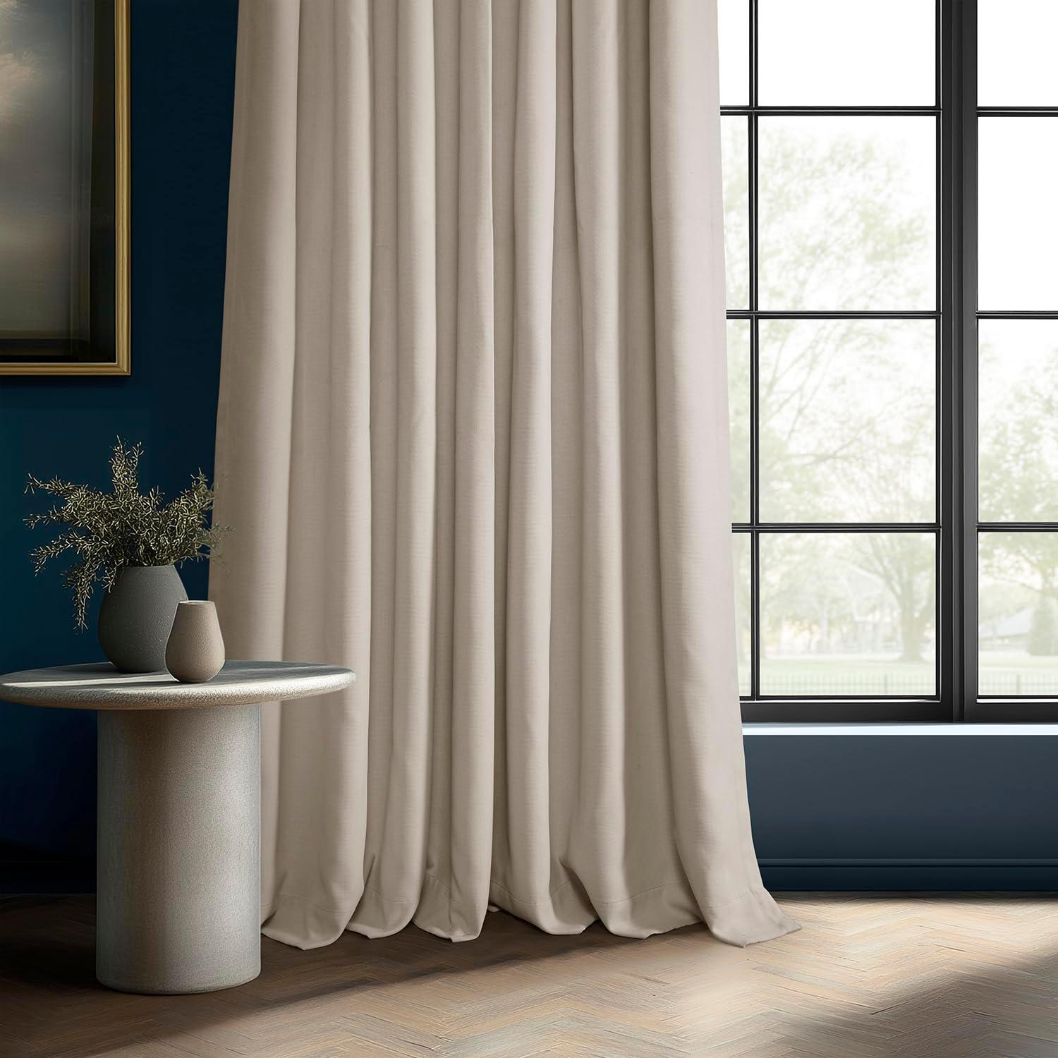 HPD Half Price Drapes Birch Faux Linen Room Darkening Curtains for Bedroom & Living Room Curtains (1 Panel), Door & Window Curtains 84 inches long, Rod Pocket Curtains & drapes, 50W X 84L