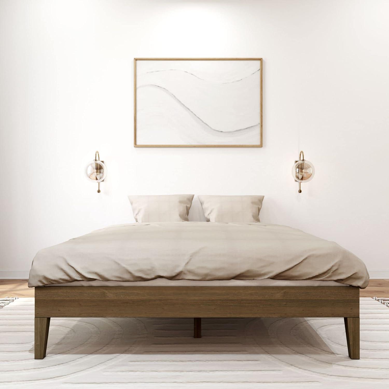 Plank+Beam Solid Wood Queen Platform Bed Frame, Matte Walnut